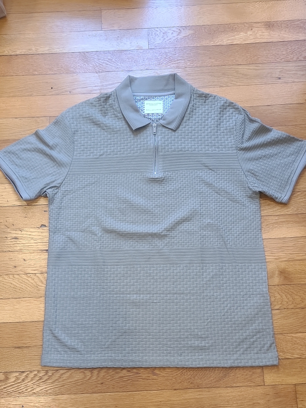 Denim & Flower Men's Short-Sleeve Zip Polo - Sage Green